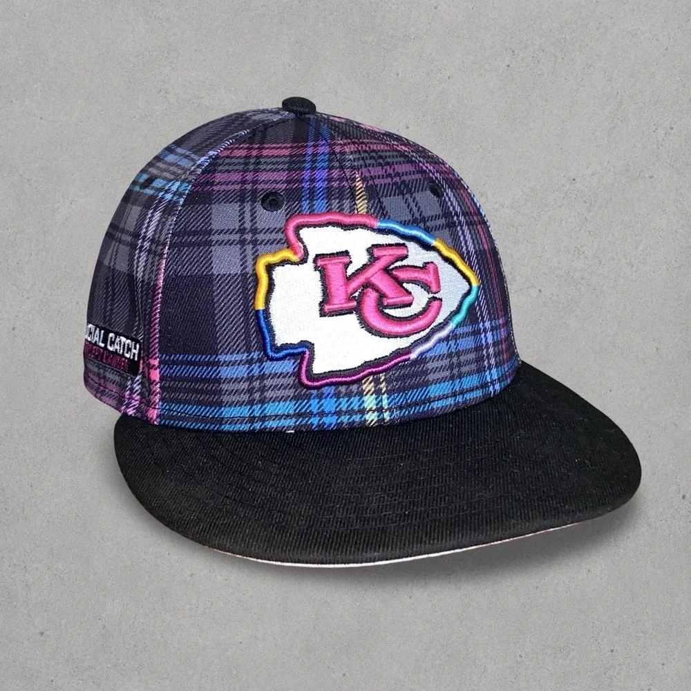 New Era Kansas City Chiefs Crucial Catch Plaid 59FIFTY Fitted Hat Size 7